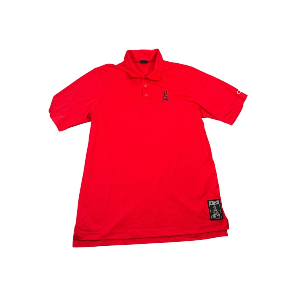 Oakley Los Angeles Angels MLB Polo Shirt Mens Large Red Golf Performance Jersey